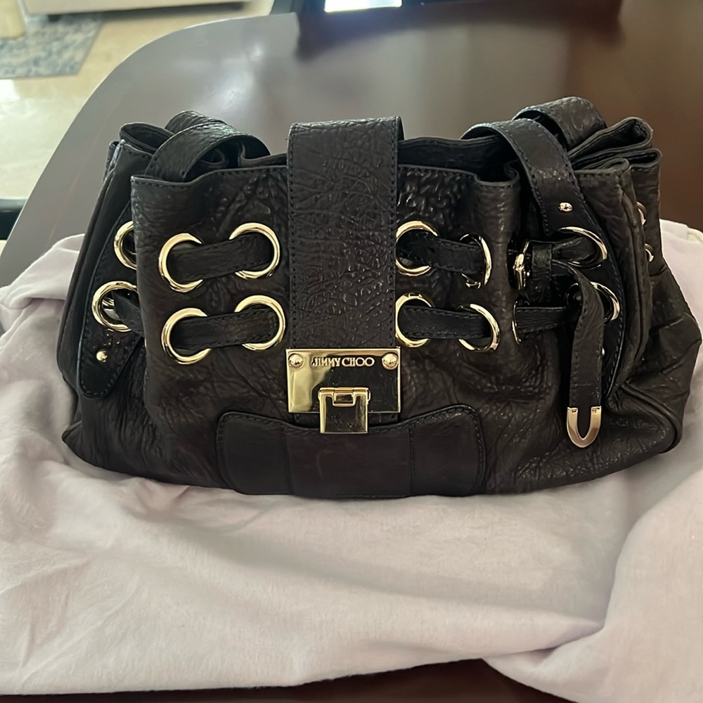 Jimmy Choo Ramona handbag in midnight blue textured leather